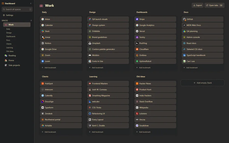 Stackboard in Gruvbox Dark