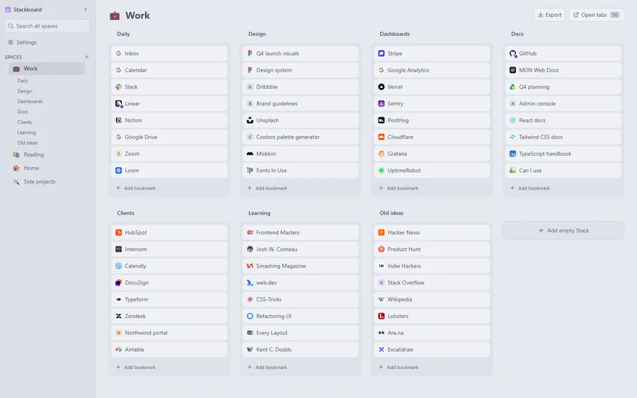 Stackboard in Catppuccin Latte